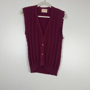 Vintage Pendleton 100% Pure Wool Button Front Maroon Sweater Vest Size Medium